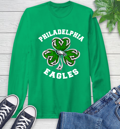 NFL Philadelphia Eagles Three Leaf Clover St Patrick's Day Football Sports Long Sleeve T-Shirt - Image 9