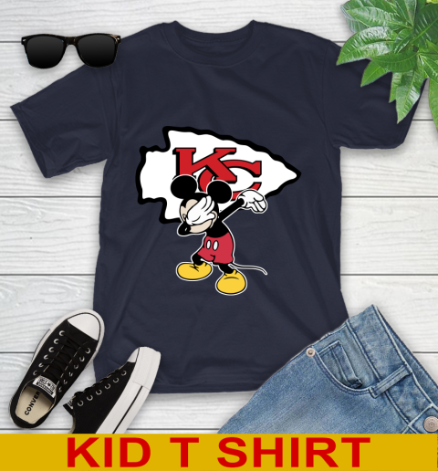 Kansas City Chiefs NFL Football Dabbing Mickey Disney Sports Youth T-Shirt 3