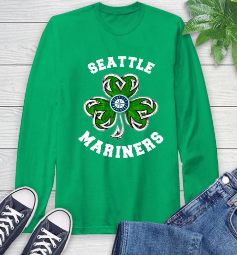 MLB Seattle Mariners Three Leaf Clover St Patrick's Day Baseball Sports Long Sleeve T-Shirt 8