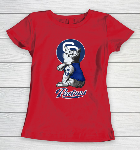 MLB Baseball My Cat Loves San Diego Padres Women's T-Shirt 9