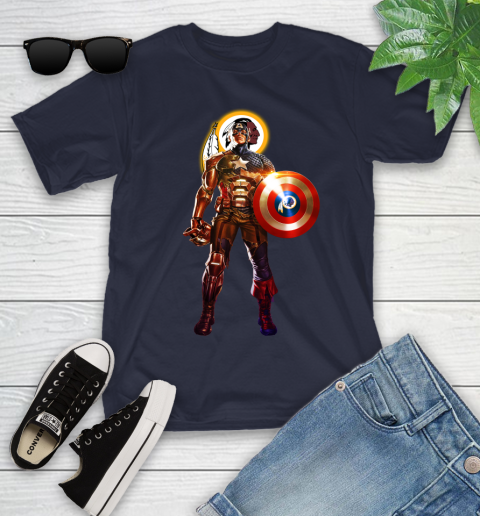 NFL Captain America Marvel Avengers Endgame Football Sports Washington Redskins Youth T-Shirt 3