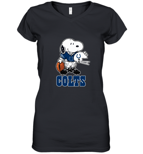 Snoopy A Strong And Proud Indianapolis Colts Player NFL Women's V-Neck T-Shirt