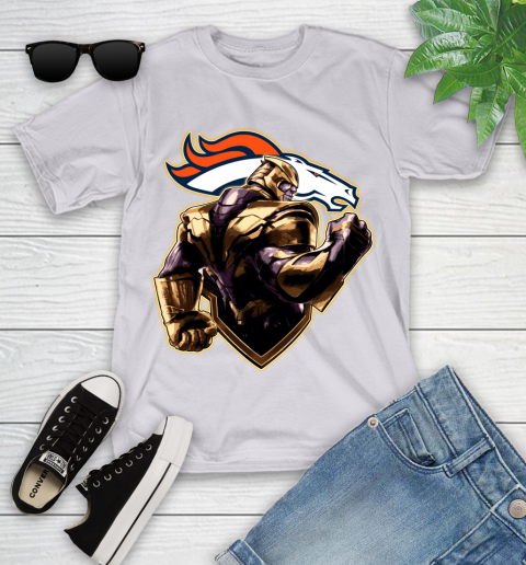 NFL Thanos Avengers Endgame Football Sports Denver Broncos Youth T-Shirt 4
