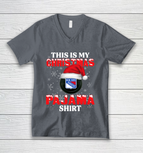New York Rangers This Is My Christmas Pajama Shirt NHL V-Neck T-Shirt 4