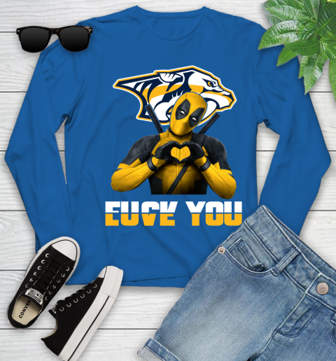 NHL Nashville Predators Deadpool Love You Fuck You Hockey Sports Youth Long Sleeve 10