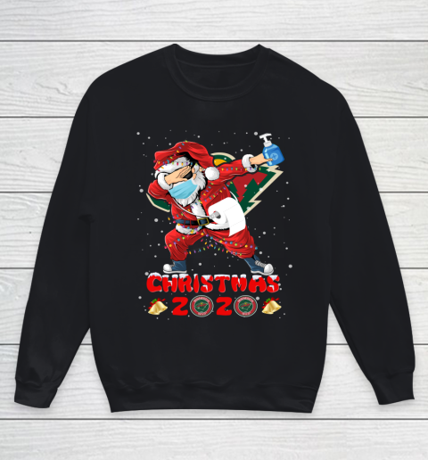 Minnesota Wild Funny Santa Claus Dabbing Christmas 2020 NHL Youth Sweatshirt