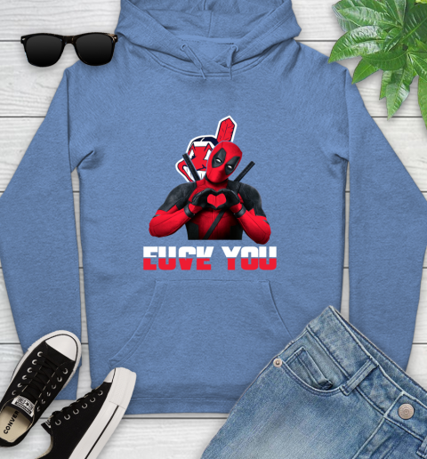 MLB Cleveland Indians Deadpool Love You Fuck You Baseball Sports Youth Hoodie 13