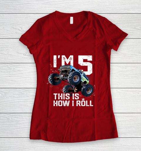 Kids Monster Truck I'm 5 This Is How I Roll T-Shirt 5th Birthday