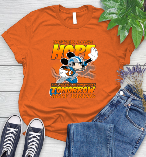 Detroit Lions NFL Football Mickey Disney Never Lose Hope Women's T-Shirt 3