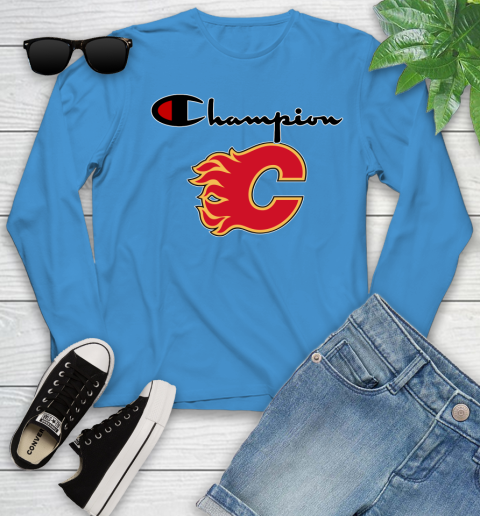 NHL Hockey Calgary Flames Champion Shirt Youth Long Sleeve 5