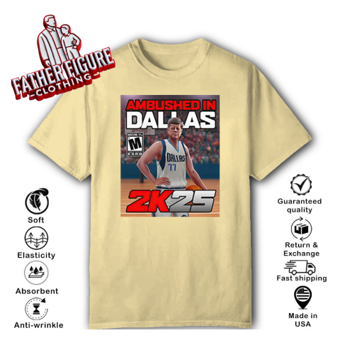 gxqt doncic and john f kennedy ambushed in dallas 2k25 classic t shirt 2 front yellow haze