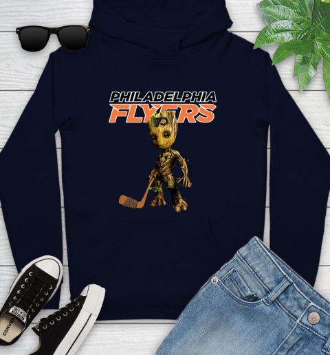 Philadelphia Flyers NHL Hockey Groot Marvel Guardians Of The Galaxy Youth Hoodie 4