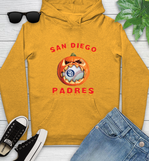 MLB San Diego Padres Halloween Pumpkin Baseball Sports Youth Hoodie 3