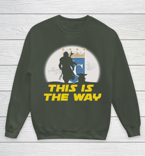 Kansas City Royals MLB Baseball Star Wars Yoda And Mandalorian This Is The Way Youth Sweatshirt 8