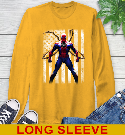 NBA Basketball Toronto Raptors Spider Man Avengers Marvel American Flag Shirt Long Sleeve T-Shirt 2
