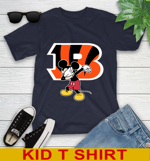 Cincinnati Bengals NFL Football Dabbing Mickey Disney Sports Youth T-Shirt 3