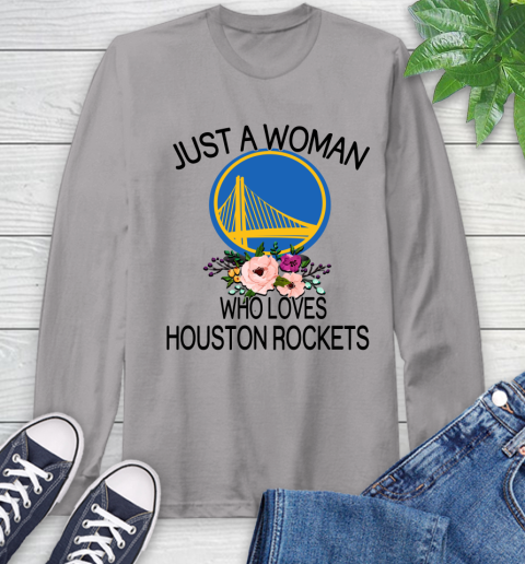 NBA Just A Woman Who Loves Houston Rockets Basketball Sports Long Sleeve T-Shirt 4