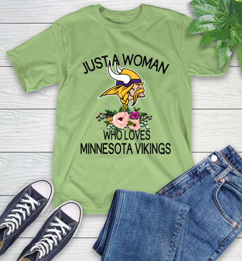 NFL Just A Woman Who Loves Minnesota Vikings Football Sports T-Shirt 9