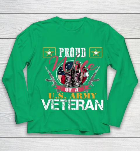 Veteran Shirt Vintage Proud Wife Of A U S Army Veteran Youth Long Sleeve 4