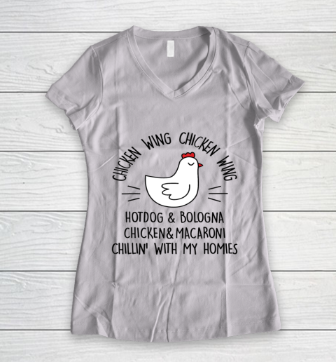 Viral Chicken Wing Chicken Wing Hot Dog Bologna Song Lyric Women's V-Neck T-Shirt