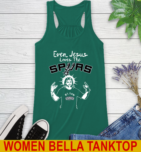 San Antonio Spurs NBA Basketball Even Jesus Loves The Spurs Shirt Racerback Tank 5