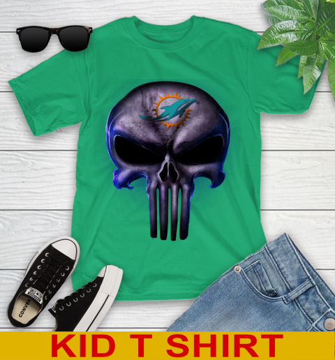 Miami Dolphins NFL Football Punisher Skull Sports Youth T-Shirt 7