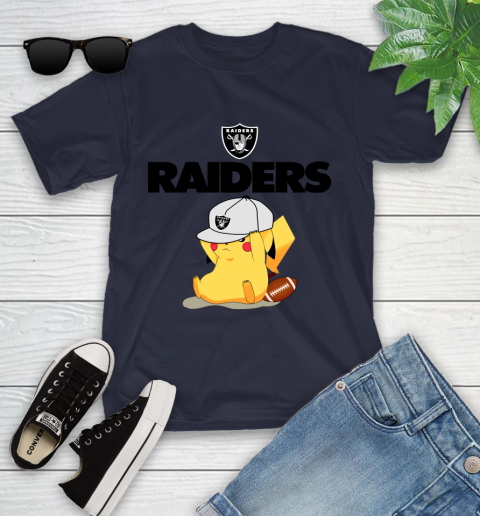 NFL Pikachu Football Sports Oakland Raiders Youth T-Shirt 3