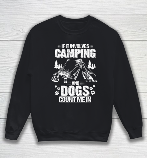 Camping and Dogs Funny Tent Camper Dog White Distressed Sweatshirt
