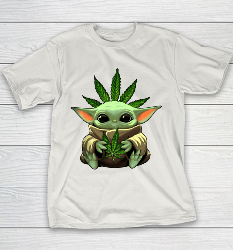 Baby Yoda Hug Marijuana Canabis Youth T-Shirt 11