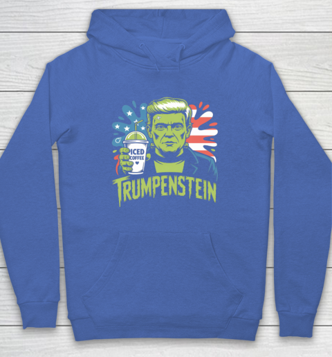 Trumpenstein Funny Iced Coffee Drink Halloween 4th of July USA Flag Hoodie 5
