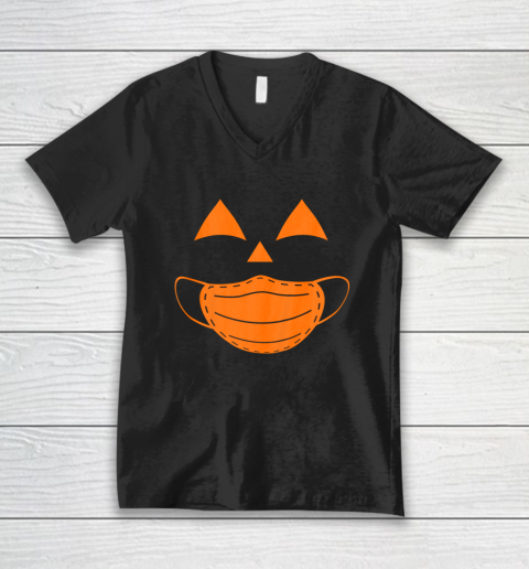 Funny halloween Pumpkin wearing a mask 2020 Jackolantern V-Neck T-Shirt