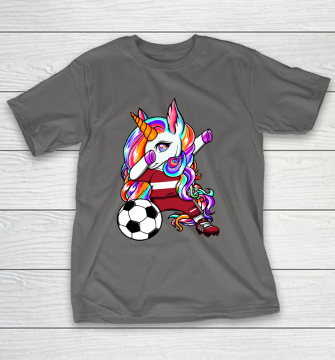 Dabbing Unicorn Latvia Soccer Fans Jersey Latvian Football T-Shirt 21