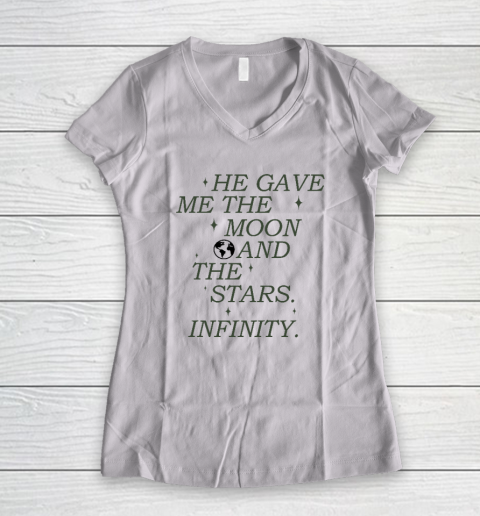 He Gave Me The Moon And The Stars Infinity Aesthetic Trendy Women's V-Neck T-Shirt