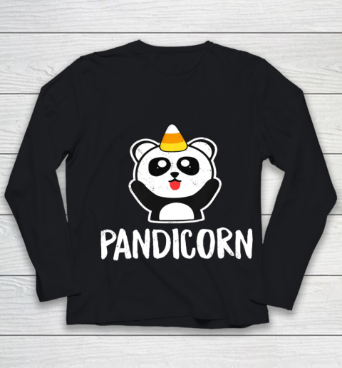 Pandicorn Funny Halloween T Shirt Panda Unicorn Candy Corn Youth Long Sleeve