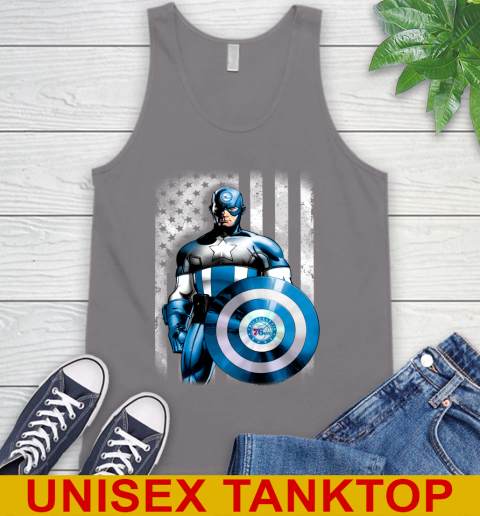 Philadelphia 76ers NBA Basketball Captain America Marvel Avengers American Flag Shirt Tank Top 6