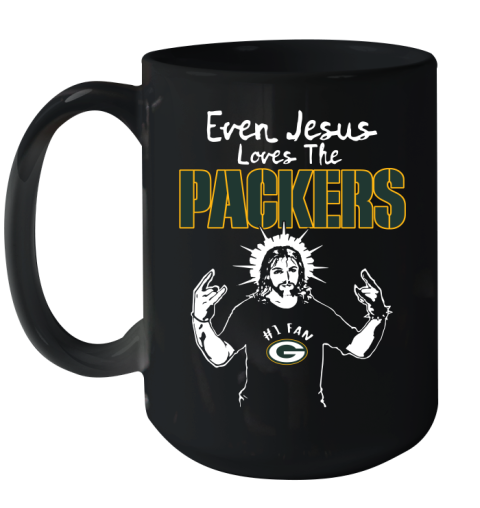 Green Bay Packers NFL Football Even Jesus Loves The Packers Shirt Ceramic Mug 15oz
