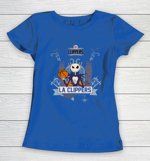 NBA LA Clippers Basketball Jack Skellington Halloween Women's T-Shirt 8