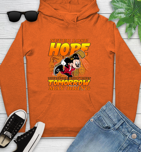 Chicago Blackhawks NHL Hockey ootball Mickey Disney Never Lose Hope Youth Hoodie 4