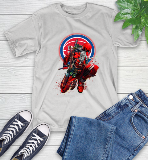 NBA Deadpool Marvel Comics Sports Basketball Detroit Pistons T-Shirt