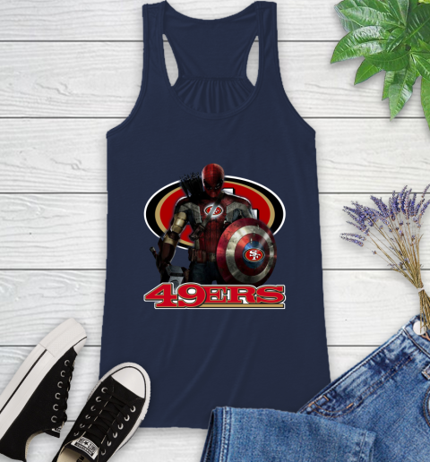 NFL Captain America Thor Spider Man Hawkeye Avengers Endgame Football San Francisco 49ers Racerback Tank 10