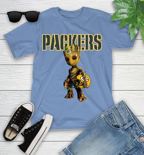 Green Bay Packers NFL Football Groot Marvel Guardians Of The Galaxy Youth T-Shirt 11