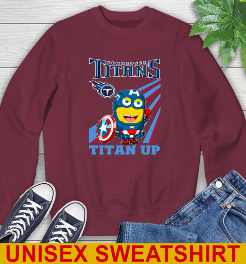 NFL Football Tennessee Titans Captain America Marvel Avengers Minion Titan Up Shirt Sweatshirt 6