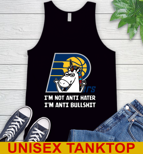 Indiana Pacers NBA Basketball Unicorn I'm Not Anti Hater I'm Anti Bullshit Tank Top 2