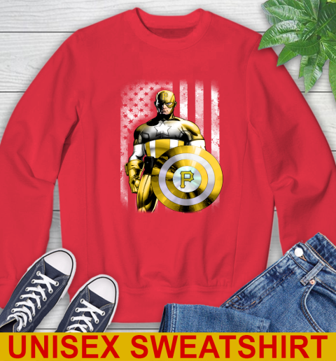 Pittsburgh Pirates MLB Baseball Captain America Marvel Avengers American Flag Shirt Sweatshirt 12