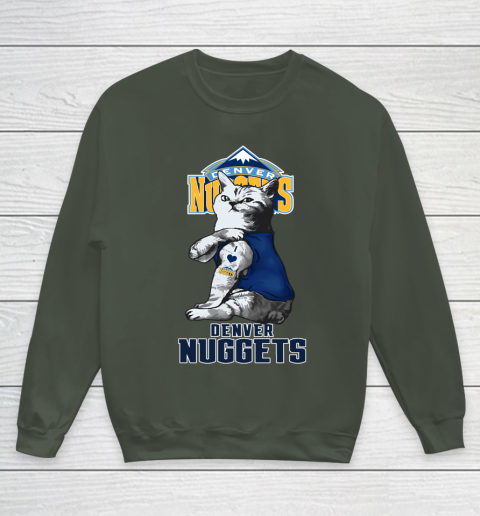NBA Basketball My Cat Loves Denver Nuggets Youth Sweatshirt 8