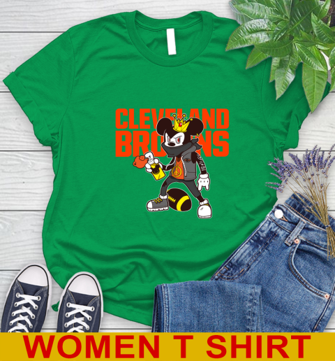 Cleveland Browns NFL Football Mickey Peace Sign Sports Women's T-Shirt 6