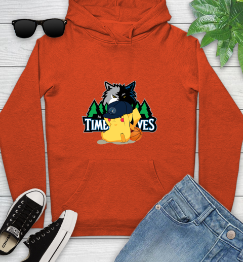 NBA Pikachu Basketball Sports Minnesota Timberwolves Youth Hoodie 5