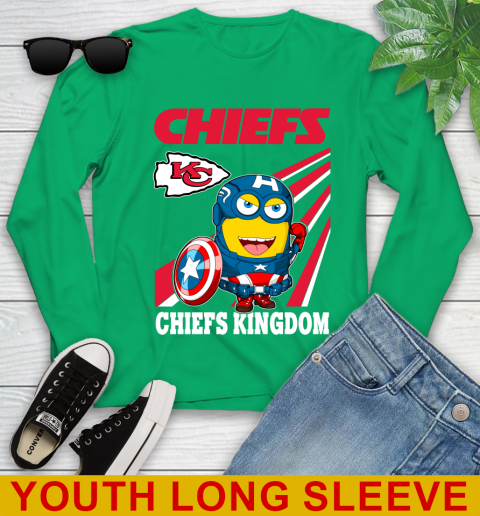 NFL Football Kansas City Chiefs Captain America Marvel Avengers Minion Shirt Youth Long Sleeve 7