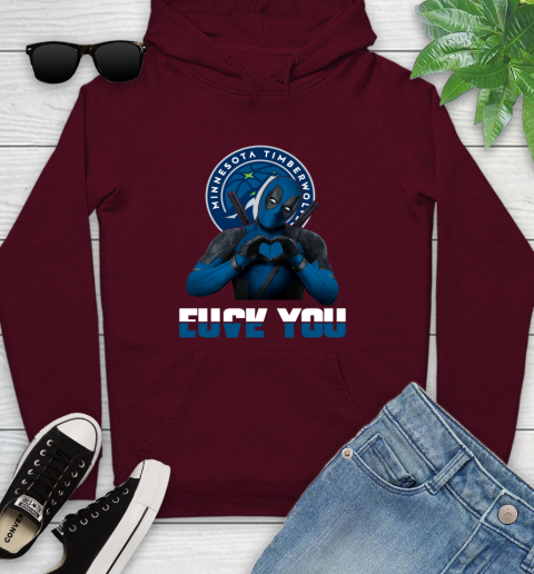 NBA Minnesota Timberwolves Deadpool Love You Fuck You Basketball Sports Youth Hoodie 7