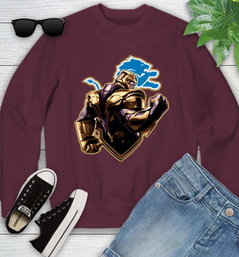 NFL Thanos Avengers Endgame Football Sports Detroit Lions Youth Sweatshirt 5